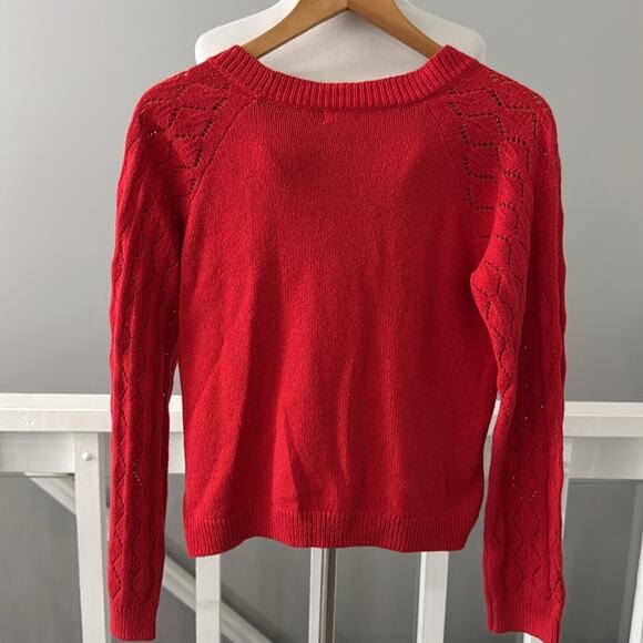 Cat & Jack Red Sparkly Button Front V-Neck Cardigan Size XL / 14 - Picture 2 of 5